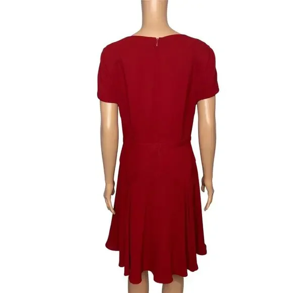 Diane von Furstenberg Raizel Fit & Flare Crepe Dress size 14 Red Office - Picture 4 of 12